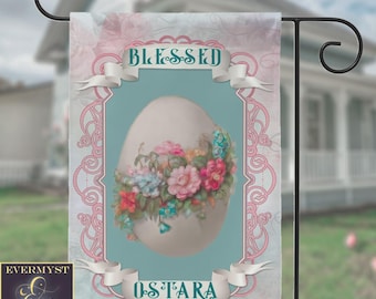 Ostara Gartenfahne | Frühlings-Tagundnachtgleiche Dekoration | Wicca heidnisches Hexen-Hofbanner-Schild