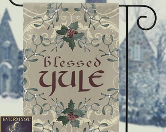 Holly Yule Blessings Garden Flag Yuletide Decoration