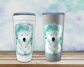 Official Polar Bear Snow Globe Glitter Cup & Straw Insulated Mug COSTA Coffee