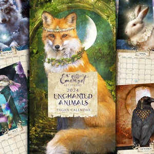 Myth Magic Animals Calendar - Pagan Wicca Witch Wheel Of The Year Calendar 2024 Northern Hemisphere