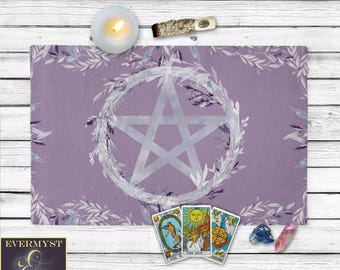 Pentacle Altar Cloth for Tarot | Pagan Protection Ritual Cloth | Witch Sacred Space