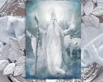 Yule Greeting Card Winter Solstice Goddess Cailleach Snow Queen Card