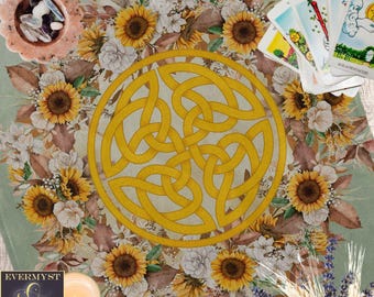 Cotton Celtic Altar Cloth | Tarot Reading Mat, Pagan Textile Decor