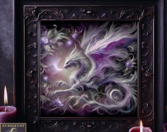 Enchanted Animal Art, Purple Spirit Dragon Painting Art Print