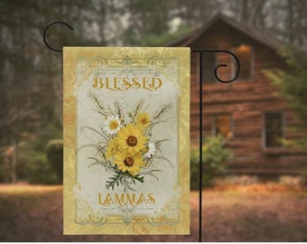 Blessed Lammas Garden Flag: Cottage Witch Pagan Decor, Waterproof Fabric (Double Sided)
