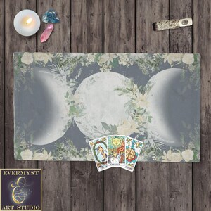 Yule Winter Triple Moon Altar Cloth Wicca Pagan Witch Tarot Cloth