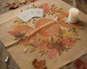 Fall Altar Cloth, Triple Moon Witch Mabon Tarot Mat