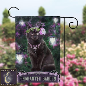 Black Cat Enchanted Garden Yard Flags