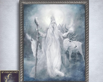 Winter Goddess Cailleach Art, Celtic Gaelic Mythic Art Print