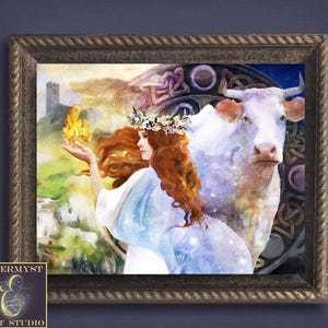 Brigid Painting, Imbolc , Brigid Goddess , Pagan Wall , Pagan Decor, Witchy Gift, Goddess , Imbolc Decoration