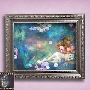 Zeemeerminkunst, zeemeerminschilderij, zeemeermincanvaskunst, zeemeerminkunstdruk, zeemeermindecor, cadeau zeemeermin minnaar