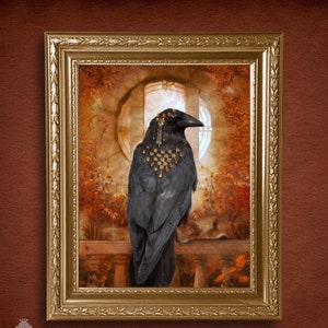 Raven Painting Art Print- Fantasy Crow Canvas Wall Decor