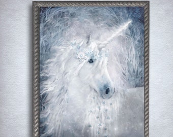 Unicorn Art Canvas Print,  Unicorn Painting, Fairy Tale Art, Mythical Creature, Fantasy Art, Fantasy Decor, Unicorn Wall Art