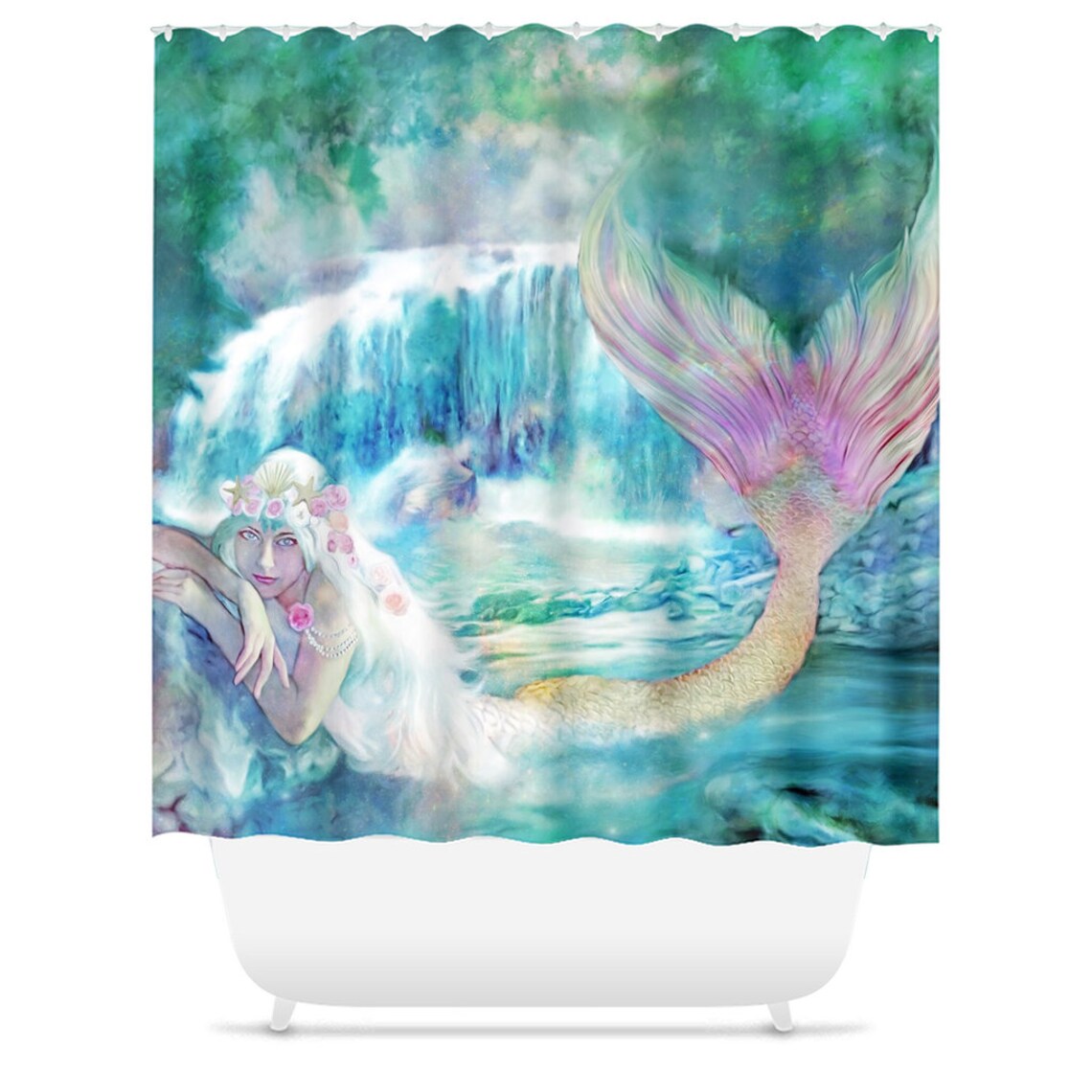 Mermaid Bathroom Decor Mermaid Shower Curtain Mermaid Bath Etsy