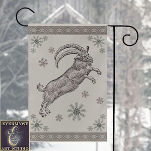 Yule Goat Garden Flag Whimsical Yule Julbock Banner Decoration