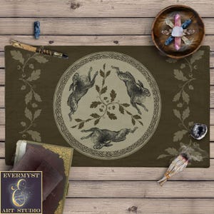 Celtic Hare Altar Cloth Rabbit Altar Decor Celtic Witch Pagan Decor