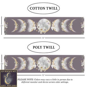 Moon Phases And Wildflowers Table Runner - Witchy Lunar Decor