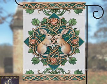 Kaninchen Gartenfahne, Spring Cottage Bunny Yard Banner
