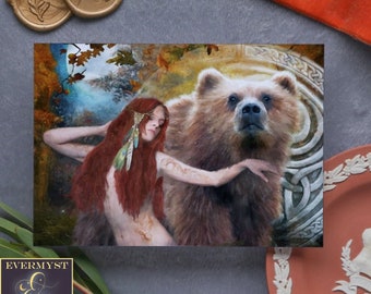 Celtic Goddess Artio Greeting Card Gaelic Fantasy Nature Goddess Blank Notecard