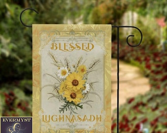 Blessed Lughnasadh Garden Flag – Pagan Yard Banner, Weatherproof Fabric (Double Sided Option)