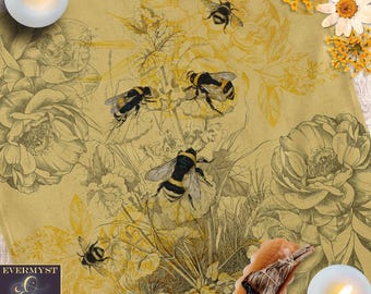 Vintage Honey Bees Altar Cloth | Bee  Botanical Cottagecore Display Mat