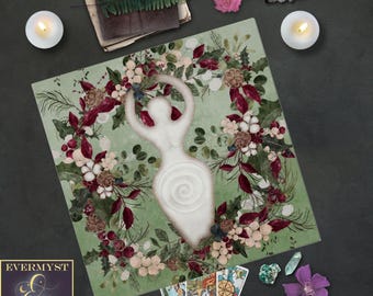 Winter Goddess Symbol Fabric  Altar Cloth,  Ritual Mat - Sacred Tarot Reading Decor