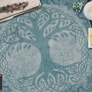 Celtic Altar Cloth, Tarot Cloth, Tree Of Life Tarot Cloth, Pagan Altar Cloth, Celtic Blue Tarot Cloth