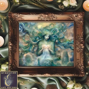Goddess Painting, Danu Celtic Goddess Art Print, Elegant Creation Doddess Myth Fantasy Art