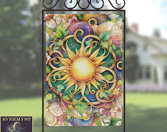 Sun Garden Flag - Colorful Artistic Celestial Sun Yard Banner