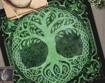Altar Cloth | Celtic Tree of Life Green Cottage Decor