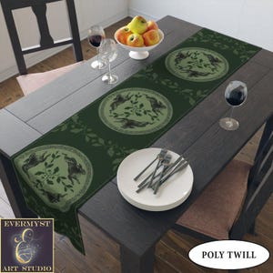 Celtic Hare Table Runner Altar Cloth Leaping Rabbit Green Witch Decor