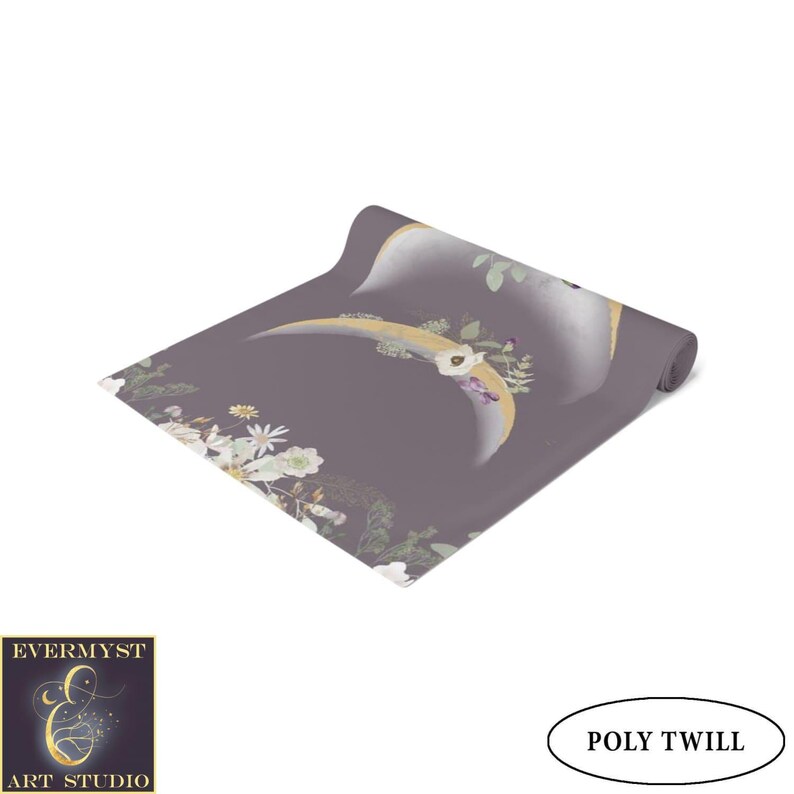 Moon Phases And Wildflowers Table Runner - Witchy Lunar Decor