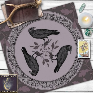 Altartuch, Tarottuch, keltischer Rabe Purple Viking Morrigan Hexen Altar Dekor, Herrin des Raben, keltische Göttin Morrigan