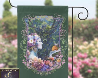 Bandera de jardín del Hombre Verde de la Reina de Mayo: Decoración pagana de primavera