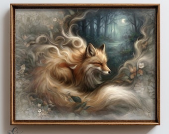 Ethereal Fox Spirit Limited Edition Print | Mythic Forest Sanctuary Art (Signed)