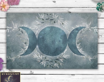 Triple Moon Altar, Lunar Ritual Cloth | Cotton Twill | 18 X 30 Inches, Tarot Reading Surface