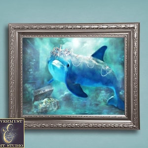 Dolphin Art, Dolphin Painting, Fantasy Art, Fantasy Artwork, Dolphin Animal Totem, Fairy Tale Theme