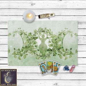 Green Goddess Altar Cloth, Tarot Cloth, Altar Cloth, Wicca Altar, Pagan Altar, Ritual Altar Cloth