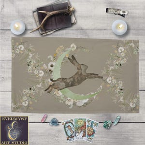 Altar Cloth Spring Hare Moon Rabbit Ostara Tarot Mat Decor