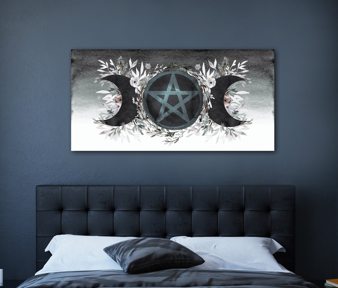 Triple Moon Wall Art, Witchy Decor, Wicca Triple Moon Decor, Winter