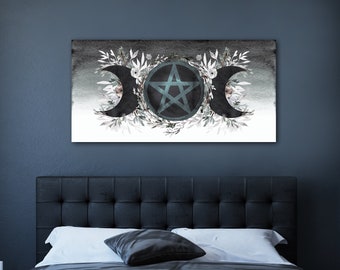 Triple Moon Wall Art, Witchy Decor, Wicca Triple Moon Decor, Winter Solstice Decor