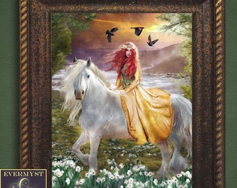 Rhiannon Goddess Art Print, Celtic Fantasy Decor
