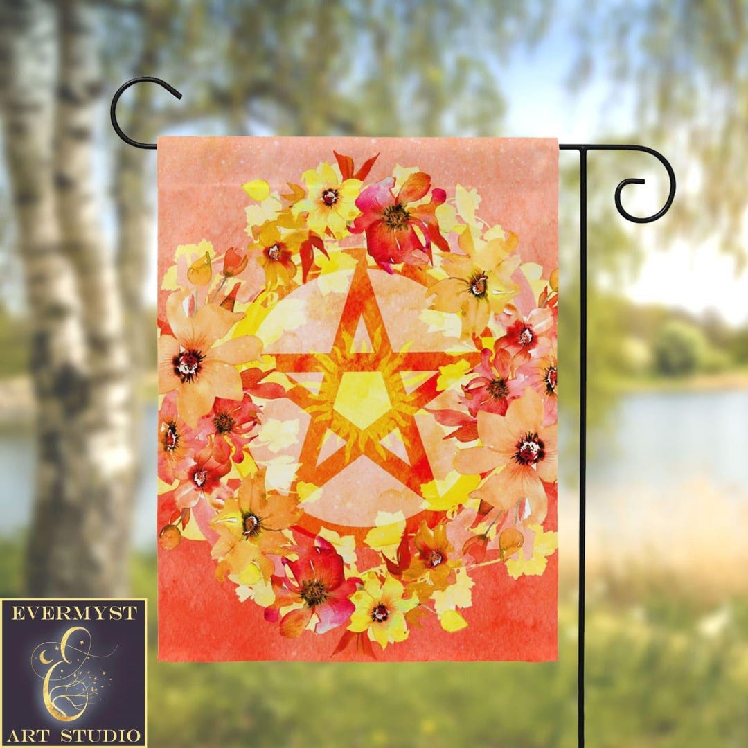 Summer Sun Pentacle Garden Flag - Witch Summer Solstice Pagan ...
