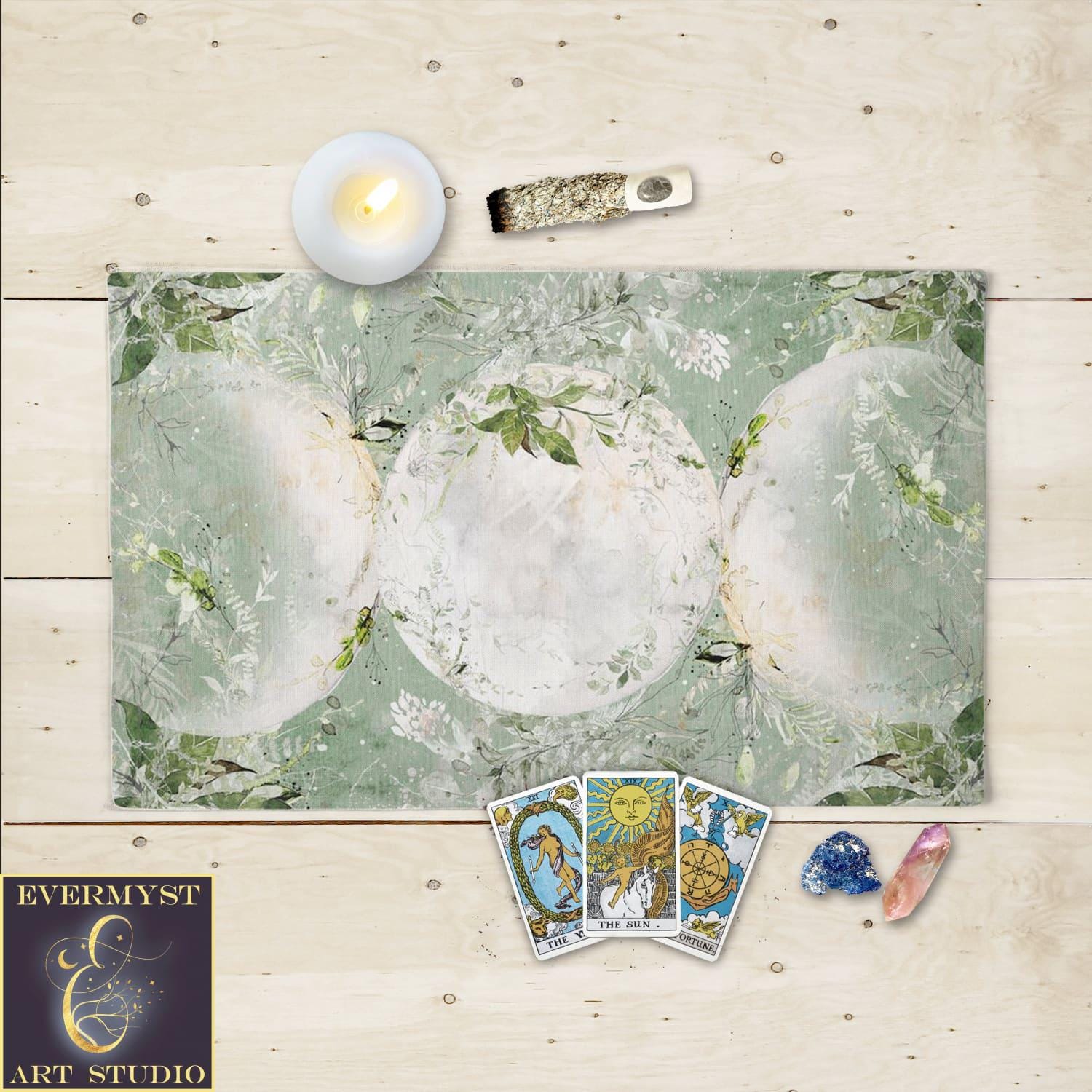 Enchanted Wild Triple Moon Altar Cloth Wicca Goddess Witch Tarot Mat