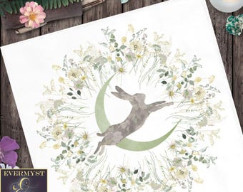 Altar Cloth | Rabbit Cottagecore Botanical Decorative Textile Display Mat