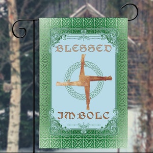 Imbolc Garden Yard Flag Brigid Cross Garden Flag Decoration Pagan Celtic Spring Banner