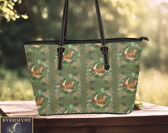 Fox Folk Art Oversized Purse Woodland Cottage Fox Pattern Shoulder Bag Vegan Leather Laptop iPad Bag Etsy Canada