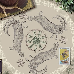 Altar Cloth, Tarot Cloth, Yule Goat Decor Julbock Tan Decoration