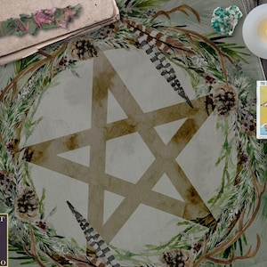 Tarot Cloth Forest Pentacle Altar Cloth Wicca Pagan Woodland Witch Display Mat
