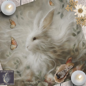 Rabbit Altar Cloth or Tarot Mat - Ostara Rabbit Animal Altar Pagan Witch Decor